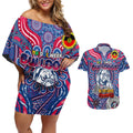 Custom Western Bulldogs NAIDOC Week 2024 Couples Matching Off Shoulder Short Dress and Hawaiian Shirt Mascot Football
