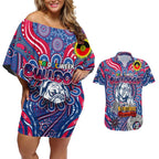 Custom Western Bulldogs NAIDOC Week 2024 Couples Matching Off Shoulder Short Dress and Hawaiian Shirt Mascot Football