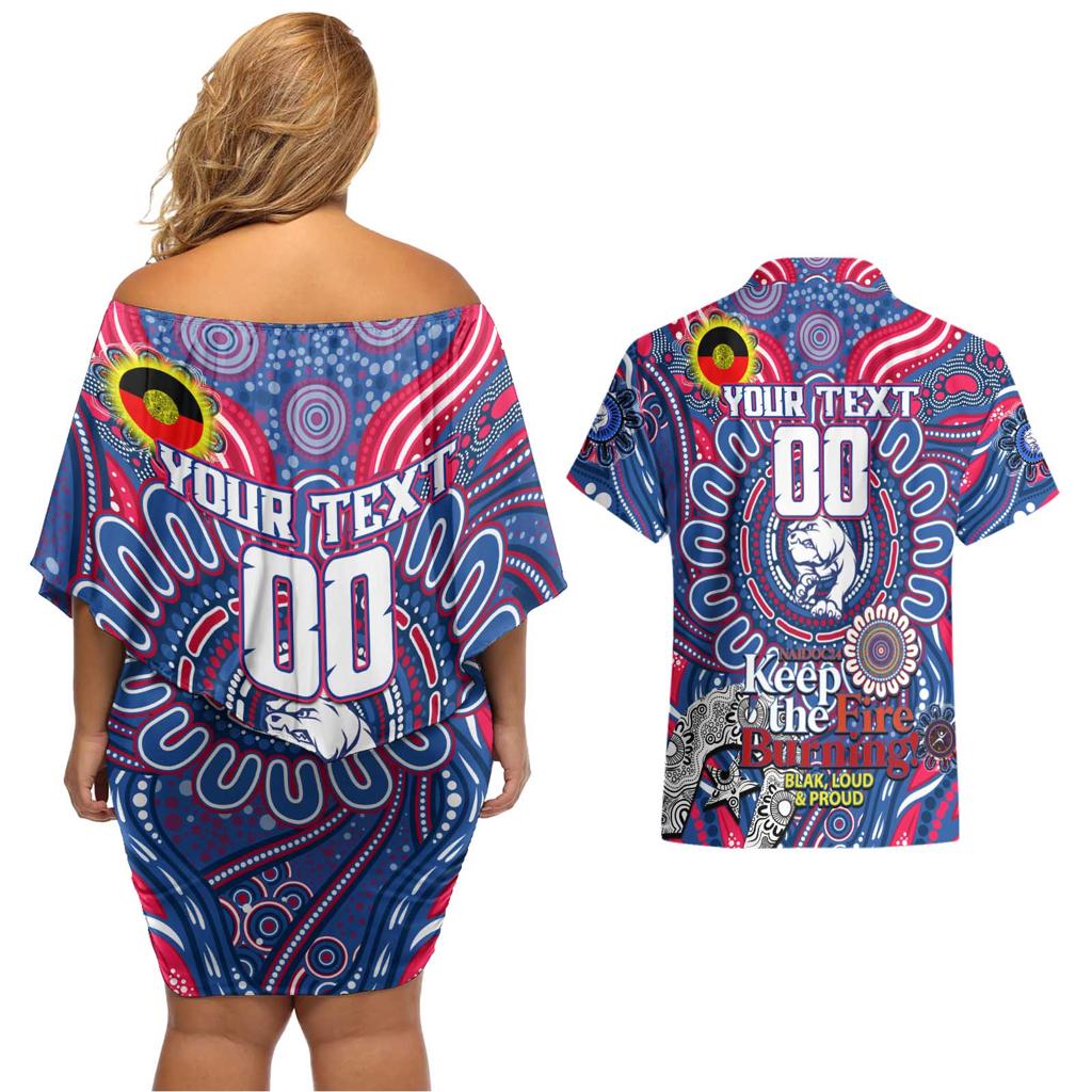 Custom Western Bulldogs NAIDOC Week 2024 Couples Matching Off Shoulder Short Dress and Hawaiian Shirt Mascot Football
