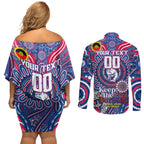 Custom Western Bulldogs NAIDOC Week 2024 Couples Matching Off Shoulder Short Dress and Long Sleeve Button Shirt Mascot Football