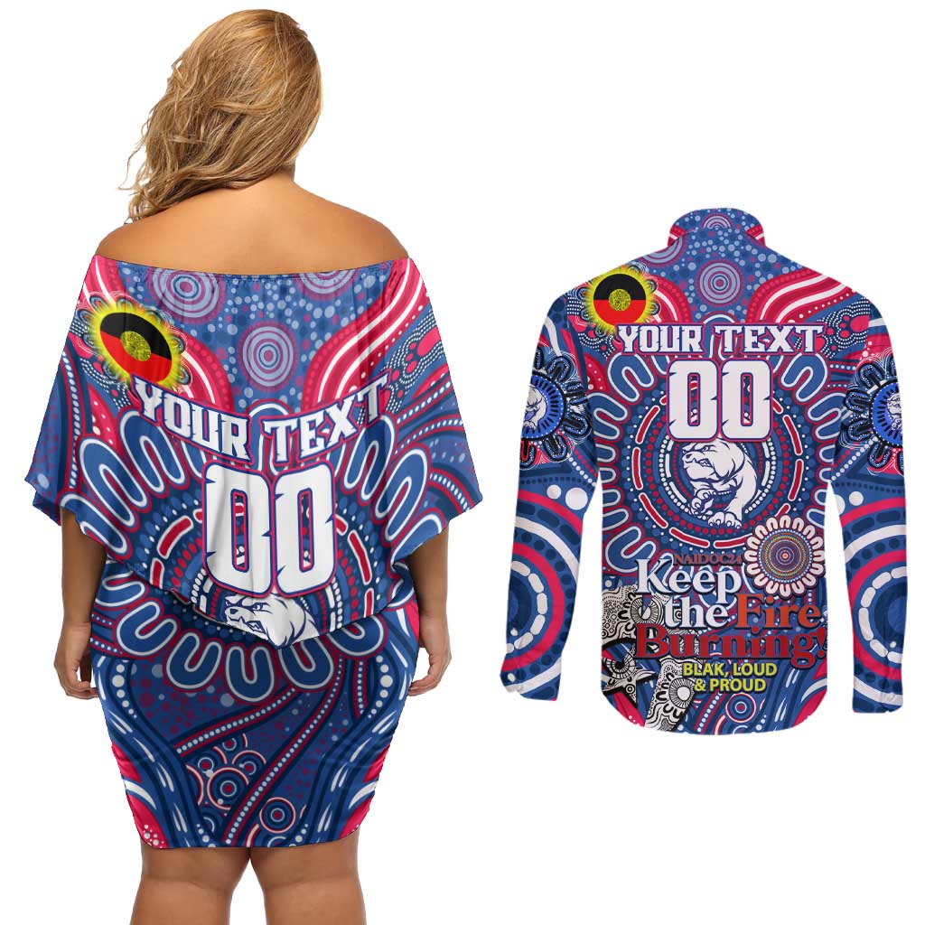 Custom Western Bulldogs NAIDOC Week 2024 Couples Matching Off Shoulder Short Dress and Long Sleeve Button Shirt Mascot Football