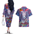Custom Western Bulldogs NAIDOC Week 2024 Couples Matching Off The Shoulder Long Sleeve Dress and Hawaiian Shirt Mascot Football
