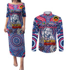 Custom Western Bulldogs NAIDOC Week 2024 Couples Matching Puletasi and Long Sleeve Button Shirt Mascot Football