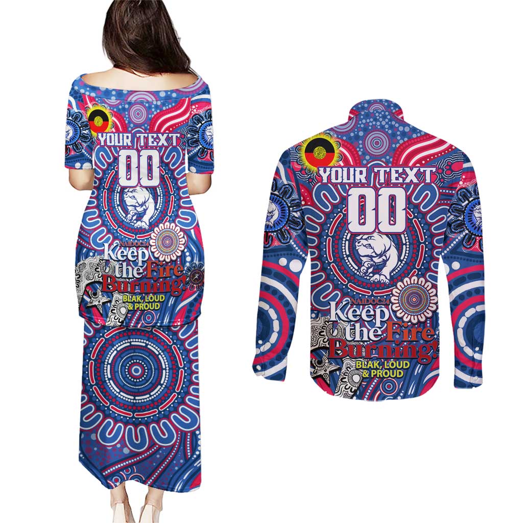 Custom Western Bulldogs NAIDOC Week 2024 Couples Matching Puletasi and Long Sleeve Button Shirt Mascot Football