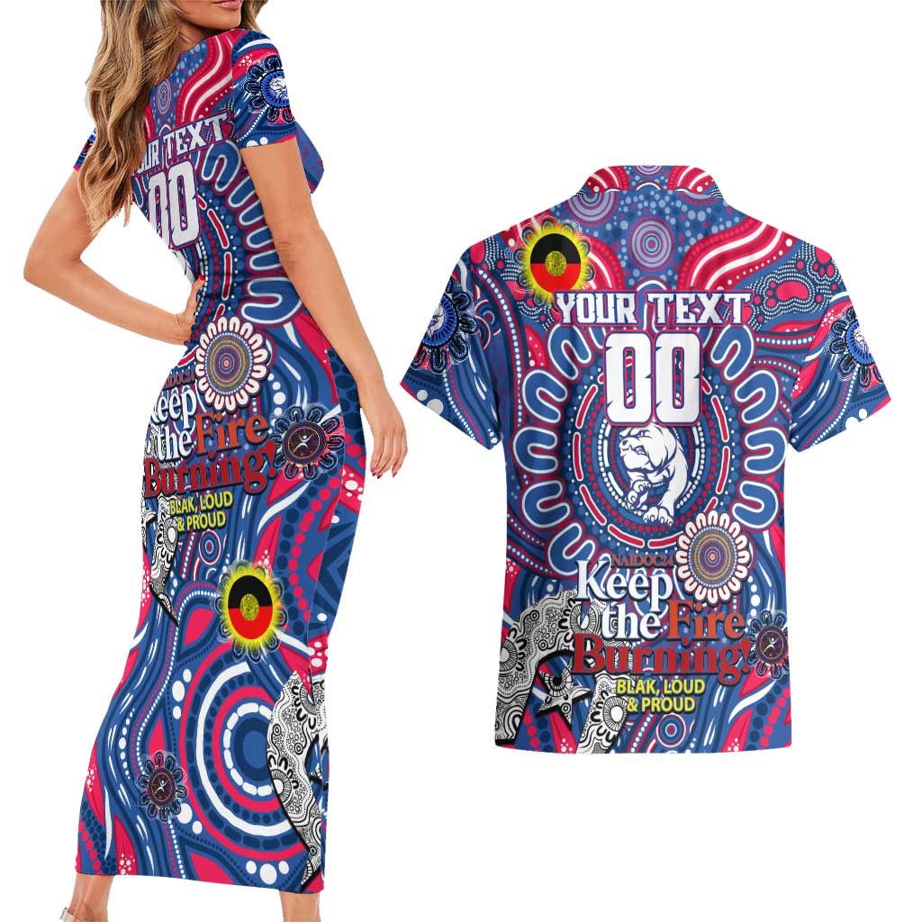 Custom Western Bulldogs NAIDOC Week 2024 Couples Matching Short Sleeve Bodycon Dress and Hawaiian Shirt Mascot Football