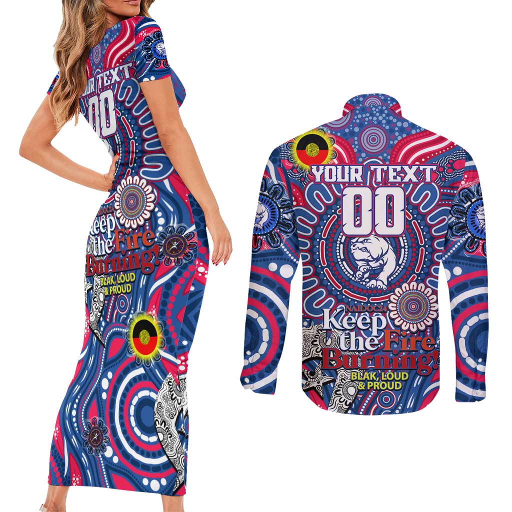 Custom Western Bulldogs NAIDOC Week 2024 Couples Matching Short Sleeve Bodycon Dress and Long Sleeve Button Shirt Mascot Football