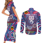 Custom Western Bulldogs NAIDOC Week 2024 Couples Matching Short Sleeve Bodycon Dress and Long Sleeve Button Shirt Mascot Football