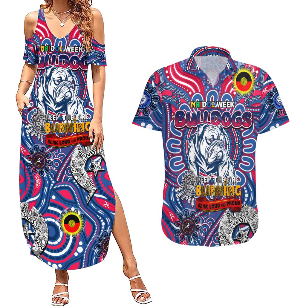 Custom Western Bulldogs NAIDOC Week 2024 Couples Matching Summer Maxi Dress and Hawaiian Shirt Mascot Football