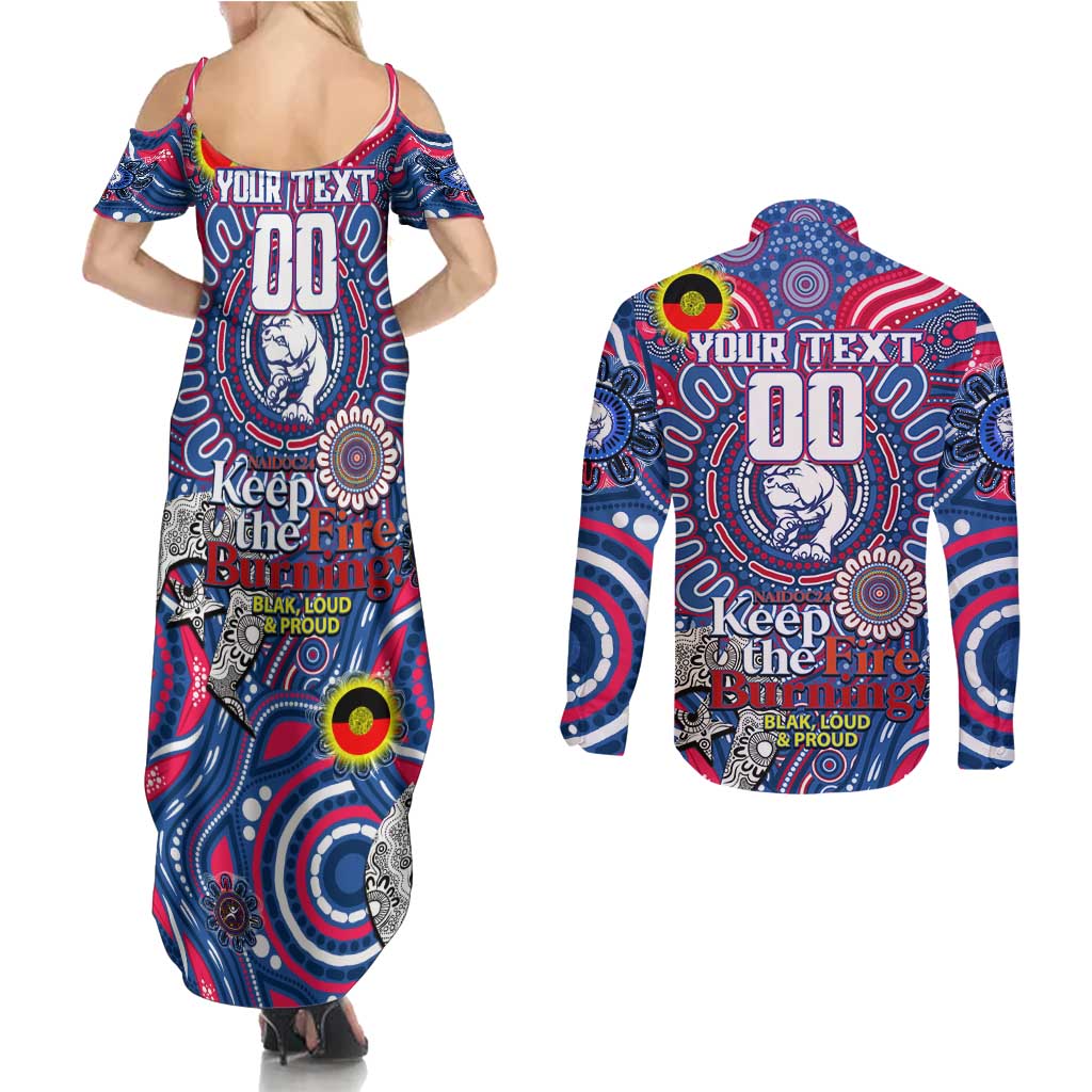 Custom Western Bulldogs NAIDOC Week 2024 Couples Matching Summer Maxi Dress and Long Sleeve Button Shirt Mascot Football