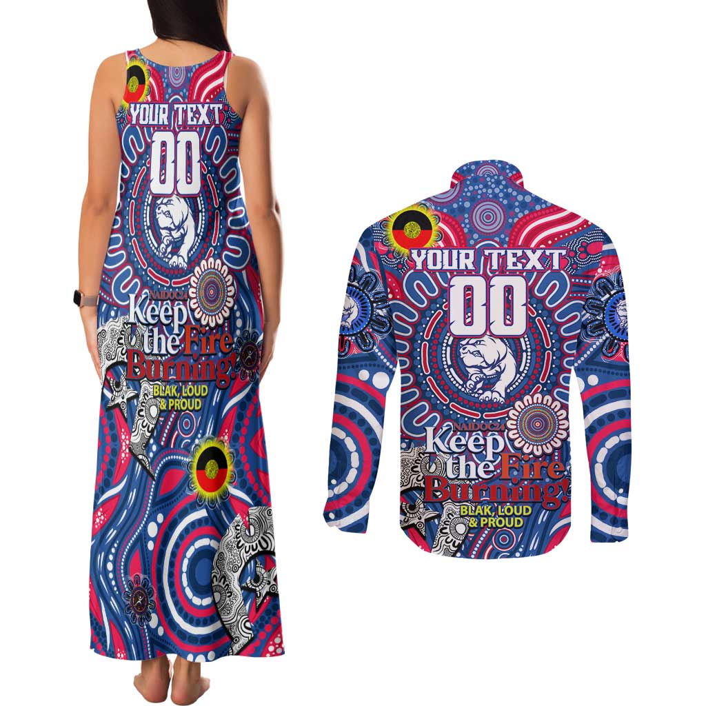 Custom Western Bulldogs NAIDOC Week 2024 Couples Matching Tank Maxi Dress and Long Sleeve Button Shirt Mascot Football