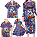 Custom Western Bulldogs NAIDOC Week 2024 Family Matching Long Sleeve Bodycon Dress and Hawaiian Shirt Mascot Football