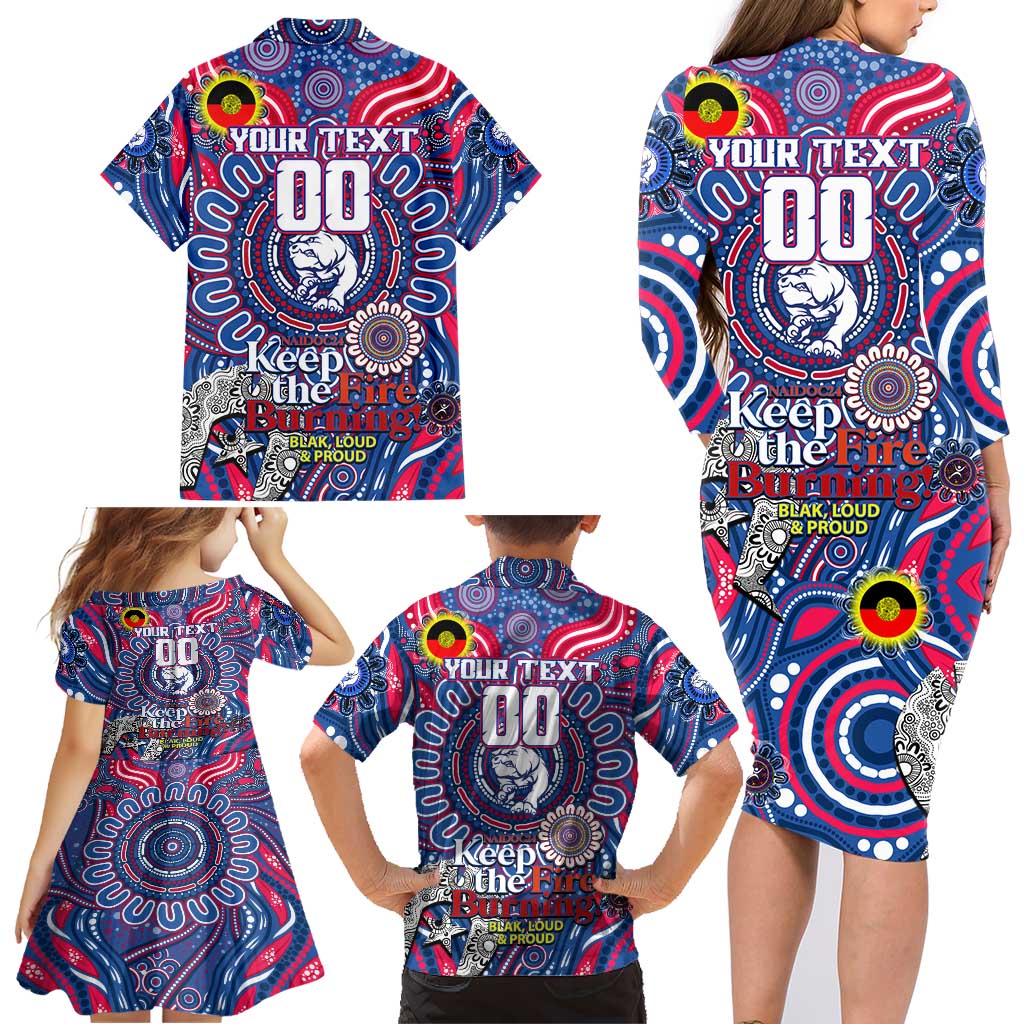 Custom Western Bulldogs NAIDOC Week 2024 Family Matching Long Sleeve Bodycon Dress and Hawaiian Shirt Mascot Football