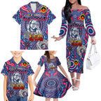 Custom Western Bulldogs NAIDOC Week 2024 Family Matching Off The Shoulder Long Sleeve Dress and Hawaiian Shirt Mascot Football