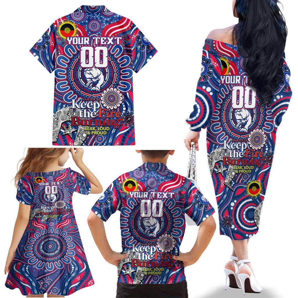 Custom Western Bulldogs NAIDOC Week 2024 Family Matching Off The Shoulder Long Sleeve Dress and Hawaiian Shirt Mascot Football
