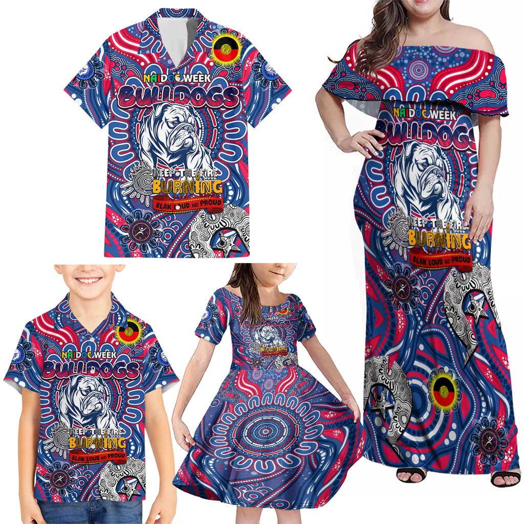 Custom Western Bulldogs NAIDOC Week 2024 Family Matching Off Shoulder Maxi Dress and Hawaiian Shirt Mascot Football
