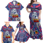 Custom Western Bulldogs NAIDOC Week 2024 Family Matching Off Shoulder Maxi Dress and Hawaiian Shirt Mascot Football