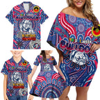 Custom Western Bulldogs NAIDOC Week 2024 Family Matching Off Shoulder Short Dress and Hawaiian Shirt Mascot Football