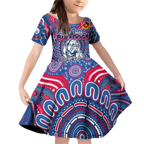 Custom Western Bulldogs NAIDOC Week 2024 Family Matching Off Shoulder Short Dress and Hawaiian Shirt Mascot Football