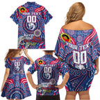 Custom Western Bulldogs NAIDOC Week 2024 Family Matching Off Shoulder Short Dress and Hawaiian Shirt Mascot Football