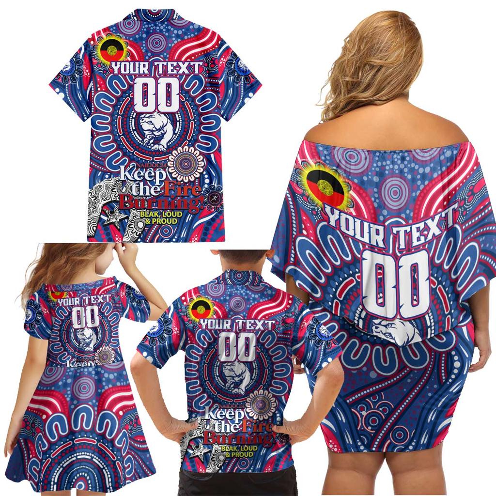 Custom Western Bulldogs NAIDOC Week 2024 Family Matching Off Shoulder Short Dress and Hawaiian Shirt Mascot Football