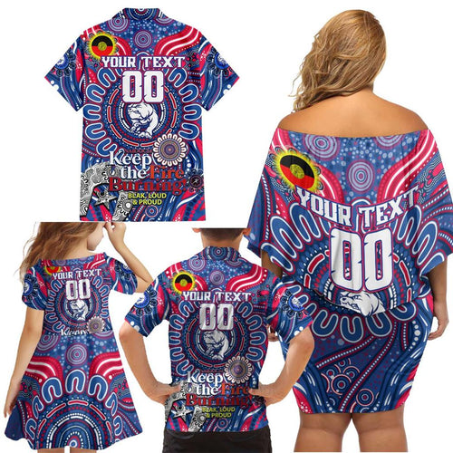 Custom Western Bulldogs NAIDOC Week 2024 Family Matching Off Shoulder Short Dress and Hawaiian Shirt Mascot Football