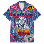 Custom Western Bulldogs NAIDOC Week 2024 Family Matching Off Shoulder Short Dress and Hawaiian Shirt Mascot Football