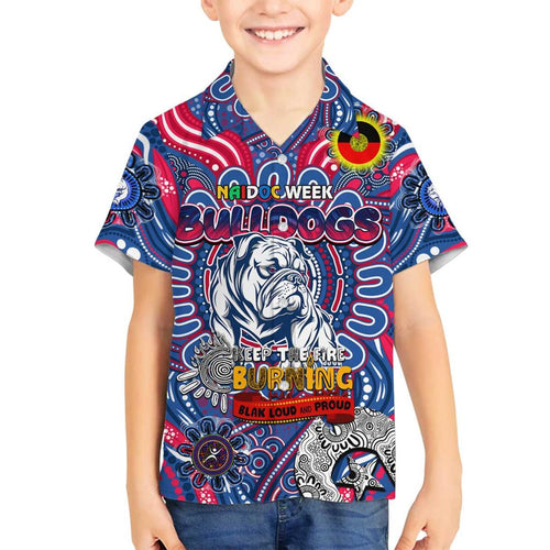 Custom Western Bulldogs NAIDOC Week 2024 Family Matching Off Shoulder Short Dress and Hawaiian Shirt Mascot Football