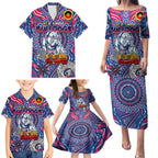 Custom Western Bulldogs NAIDOC Week 2024 Family Matching Puletasi and Hawaiian Shirt Mascot Football