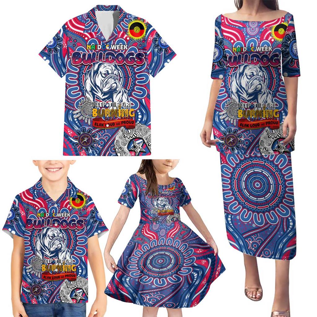 Custom Western Bulldogs NAIDOC Week 2024 Family Matching Puletasi and Hawaiian Shirt Mascot Football
