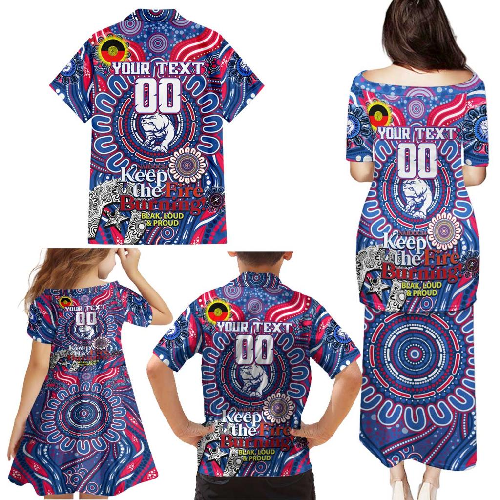 Custom Western Bulldogs NAIDOC Week 2024 Family Matching Puletasi and Hawaiian Shirt Mascot Football