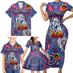 Custom Western Bulldogs NAIDOC Week 2024 Family Matching Short Sleeve Bodycon Dress and Hawaiian Shirt Mascot Football