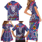 Custom Western Bulldogs NAIDOC Week 2024 Family Matching Short Sleeve Bodycon Dress and Hawaiian Shirt Mascot Football