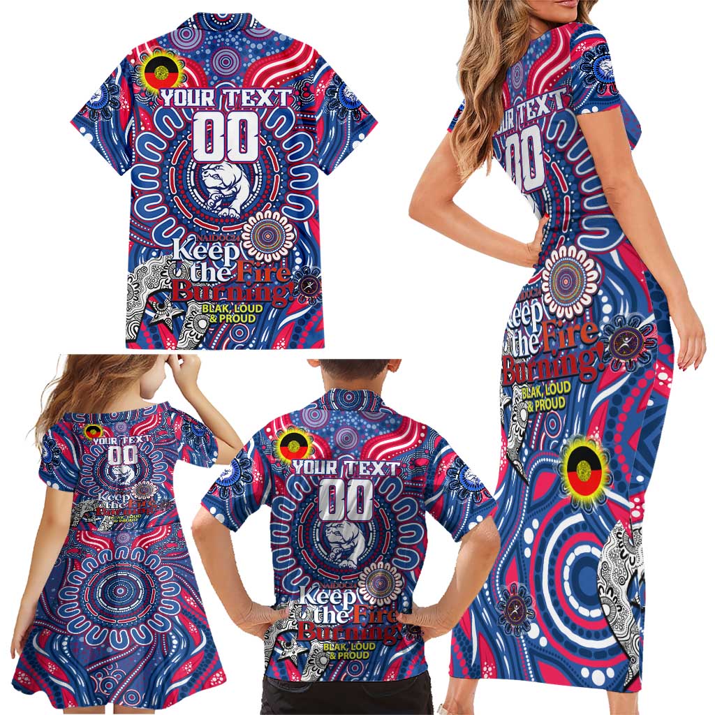 Custom Western Bulldogs NAIDOC Week 2024 Family Matching Short Sleeve Bodycon Dress and Hawaiian Shirt Mascot Football