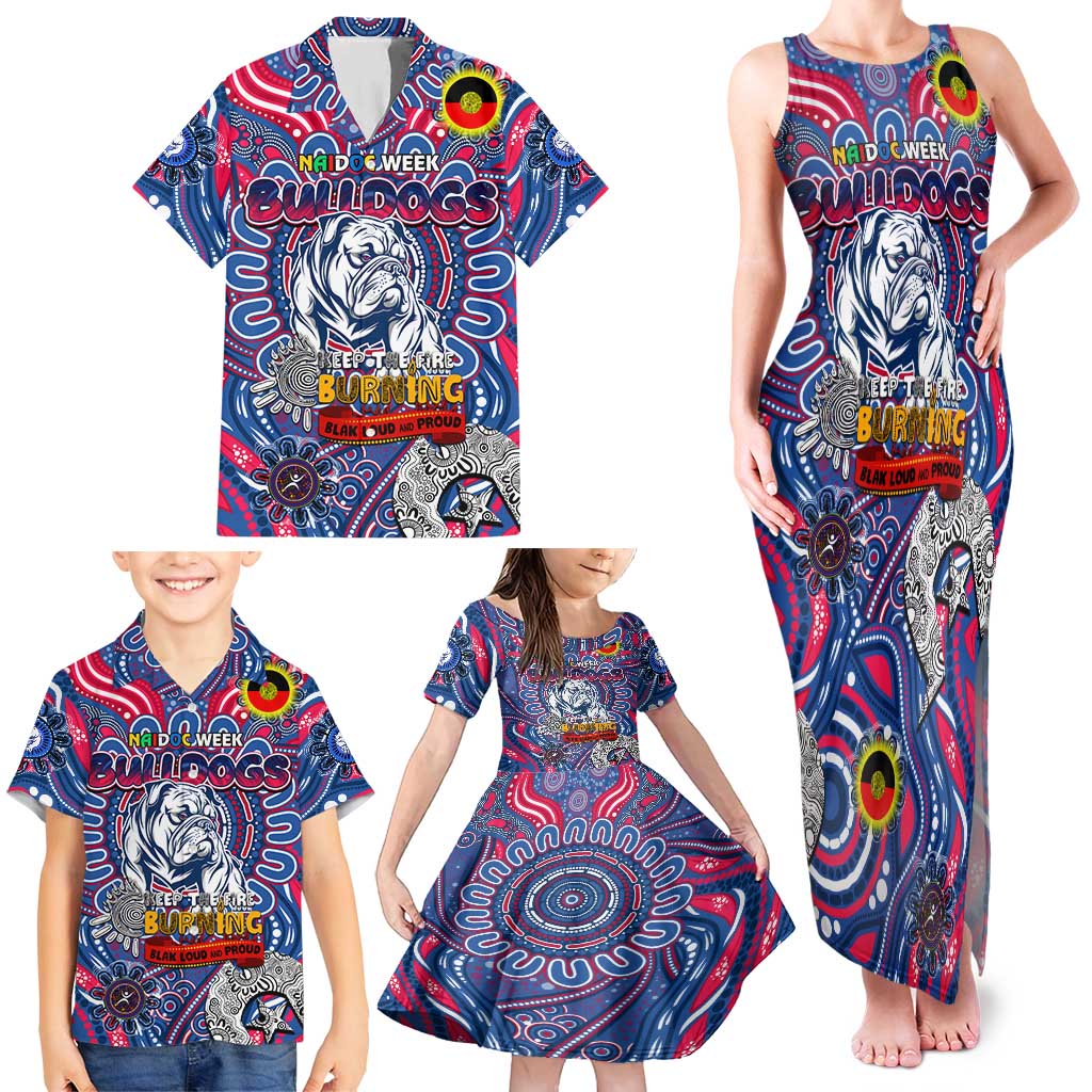 Custom Western Bulldogs NAIDOC Week 2024 Family Matching Tank Maxi Dress and Hawaiian Shirt Mascot Football