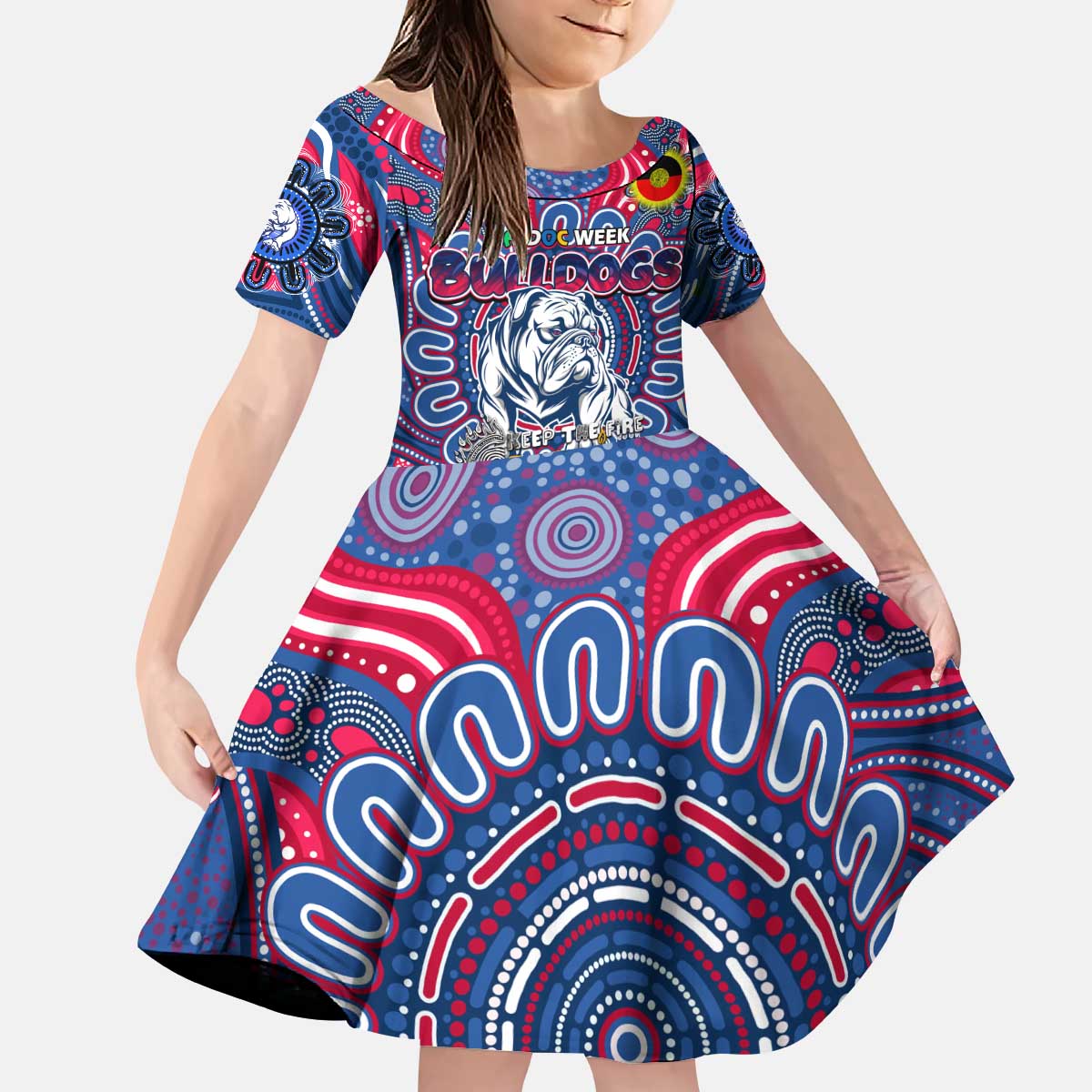 Custom Western Bulldogs NAIDOC Week 2024 Kid Short Sleeve Dress Mascot Football