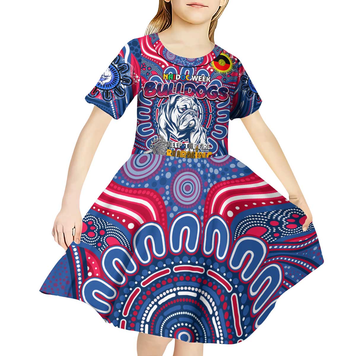 Custom Western Bulldogs NAIDOC Week 2024 Kid Short Sleeve Dress Mascot Football