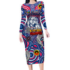 Custom Western Bulldogs NAIDOC Week 2024 Long Sleeve Bodycon Dress Mascot Football