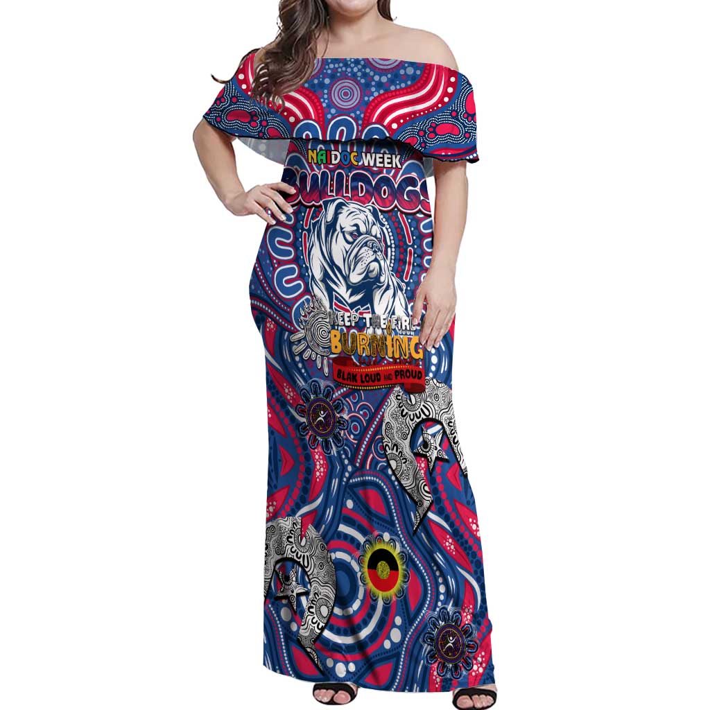 Custom Western Bulldogs NAIDOC Week 2024 Off Shoulder Maxi Dress Mascot Football