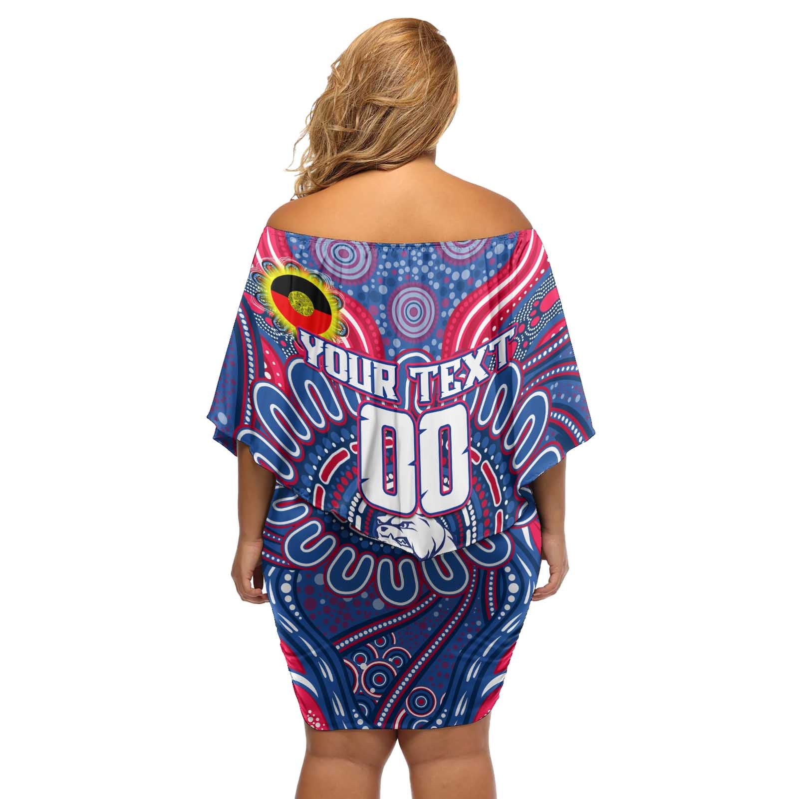 Custom Western Bulldogs NAIDOC Week 2024 Off Shoulder Short Dress Mascot Football