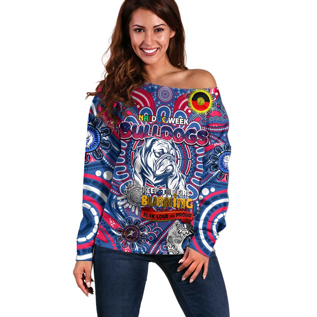 Custom Western Bulldogs NAIDOC Week 2024 Off Shoulder Sweater Mascot Football