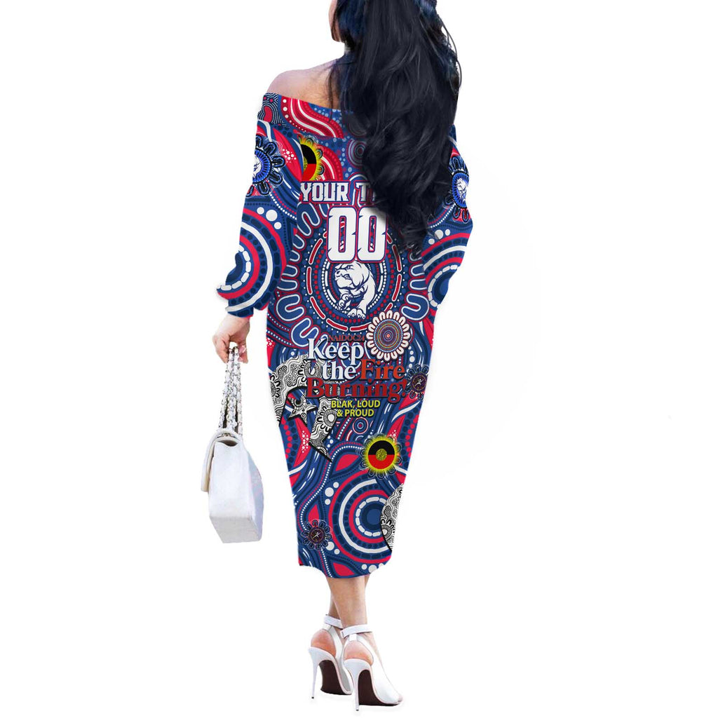 Custom Western Bulldogs NAIDOC Week 2024 Off The Shoulder Long Sleeve Dress Mascot Football