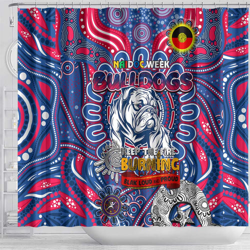 Western Bulldogs NAIDOC Week 2024 Shower Curtain Mascot Football