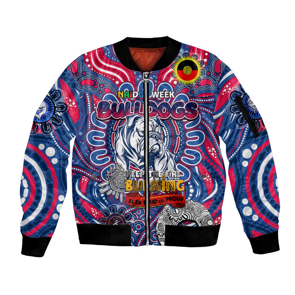 Custom Western Bulldogs NAIDOC Week 2024 Sleeve Zip Bomber Jacket Mascot Football