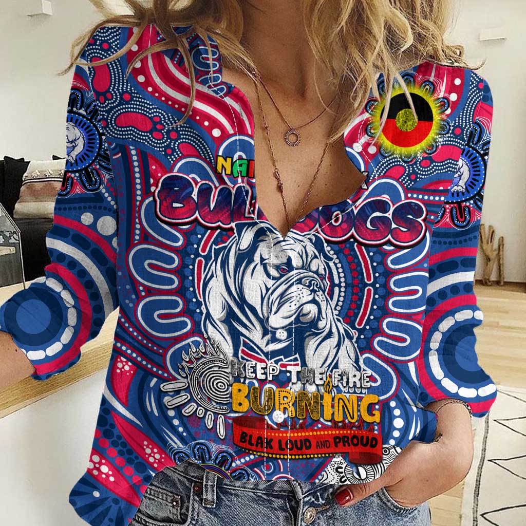 Custom Western Bulldogs NAIDOC Week 2024 Women Casual Shirt Mascot Football
