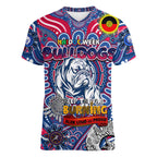 Custom Western Bulldogs NAIDOC Week 2024 Women V-Neck T-Shirt Mascot Football
