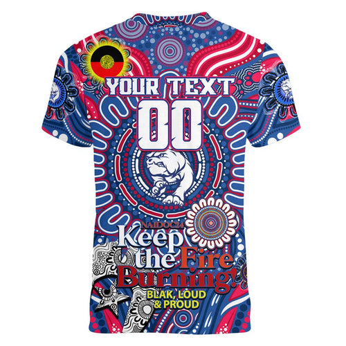 Custom Western Bulldogs NAIDOC Week 2024 Women V-Neck T-Shirt Mascot Football