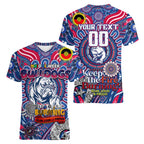 Custom Western Bulldogs NAIDOC Week 2024 Women V-Neck T-Shirt Mascot Football