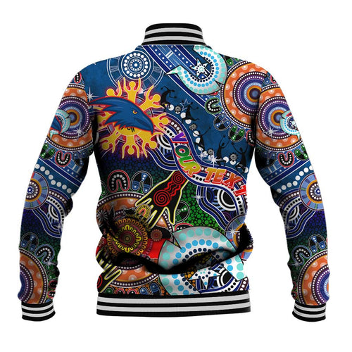 Custom NAIDOC Week 2024 Adelaide Crows Baseball Jacket Australia Aboriginal Dot Painting