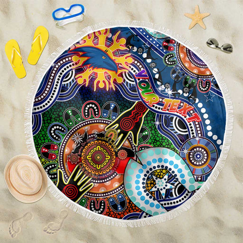 Custom NAIDOC Week 2024 Adelaide Crows Beach Blanket Australia Aboriginal Dot Painting