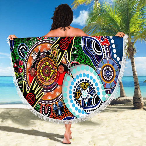 Custom NAIDOC Week 2024 Adelaide Crows Beach Blanket Australia Aboriginal Dot Painting